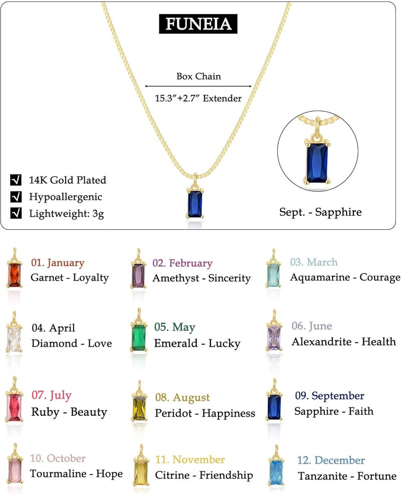FUNEIA Diamond Necklaces for Women 14K Gold Plated Emerald Birthstone Necklace for Women Mothers Dainty Gold Necklace Blue Green Cubic Zirconia Pendant Necklace Birthday Gifts for Women Jewelry - Image 5